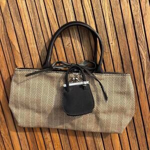 Mini black leather bag keychain